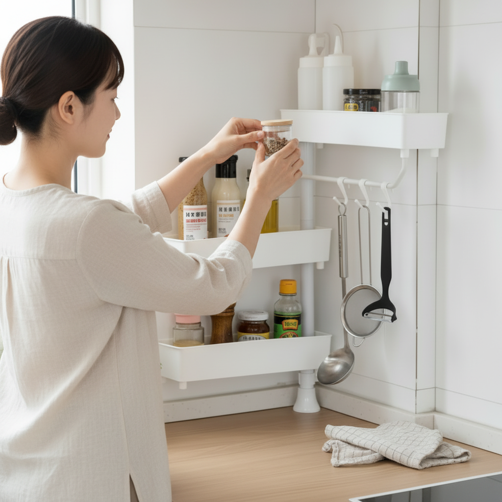 Organizador Giratorio de Cocina de 3 Estantes — Más Orden y Acceso