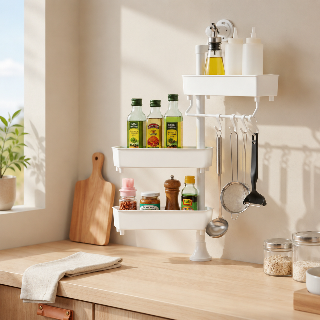 Organizador Giratorio de Cocina de 3 Estantes — Más Orden y Acceso