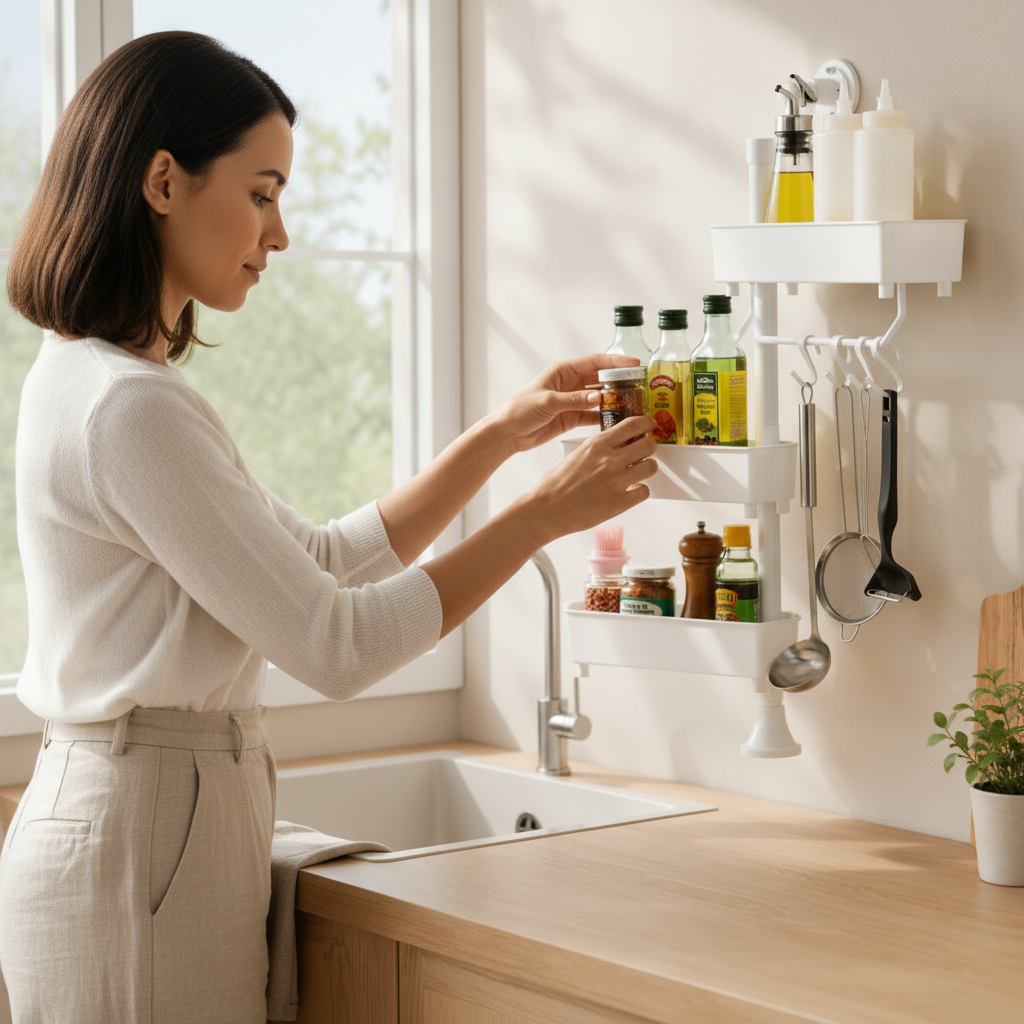 Organizador Giratorio de Cocina de 3 Estantes — Más Orden y Acceso