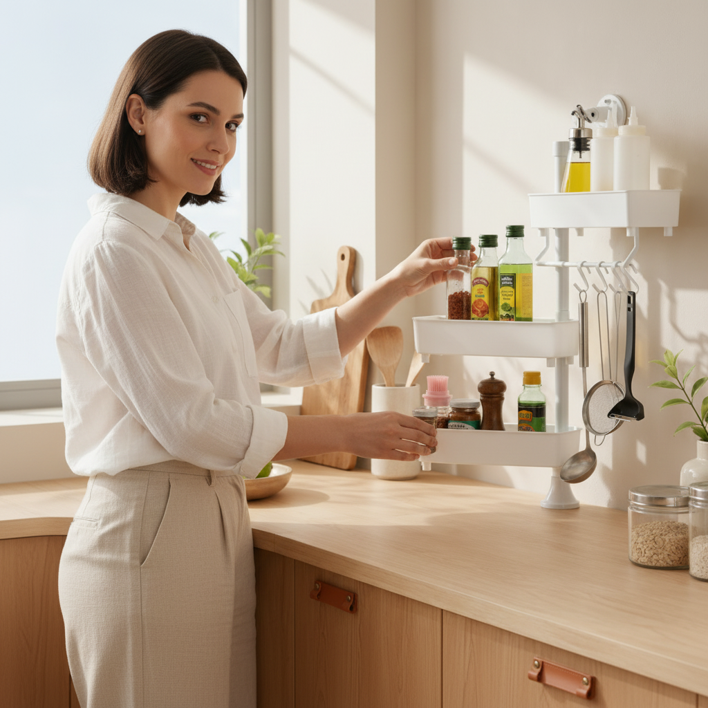 Organizador Giratorio de Cocina de 3 Estantes — Más Orden y Acceso