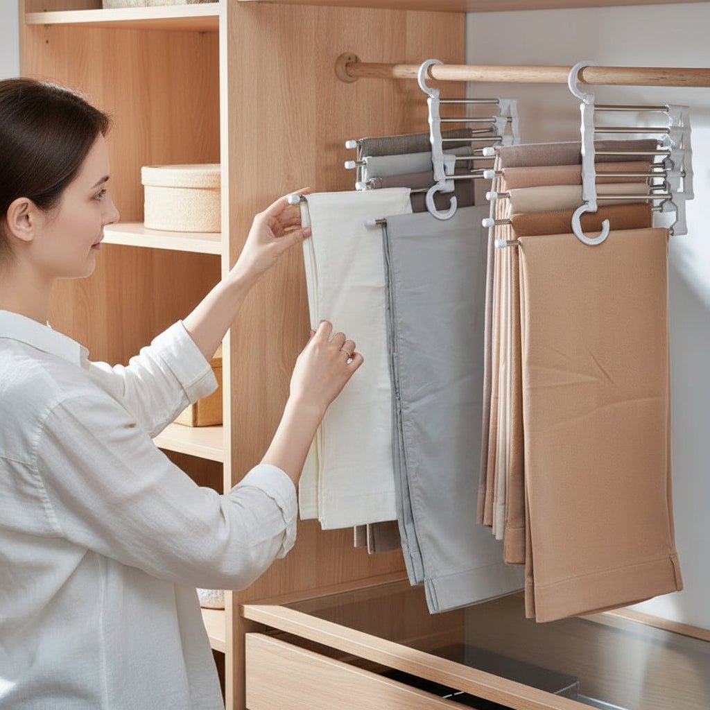 Perchas para Pantalones 5 en 1 — Más Orden en el Placard